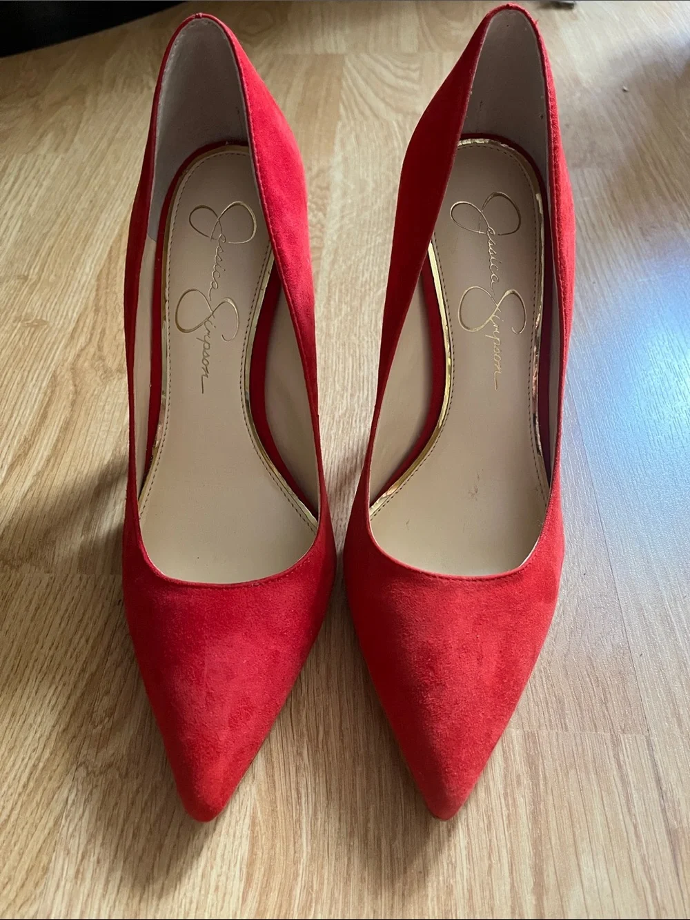 Jessica Simpson Red Suede Pointed-Toe Stiletto Pumps